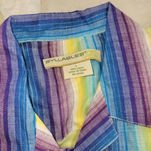 Linen Shirts Dress Mens Sz Large Lot Of 4 Spring Summer Beach Pool Bowling Shirt - Picture 5 of 10